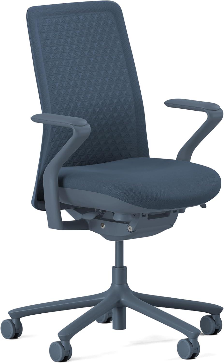 Cobalt Fabric Swivel Executive Office Chair with Aluminum Base
