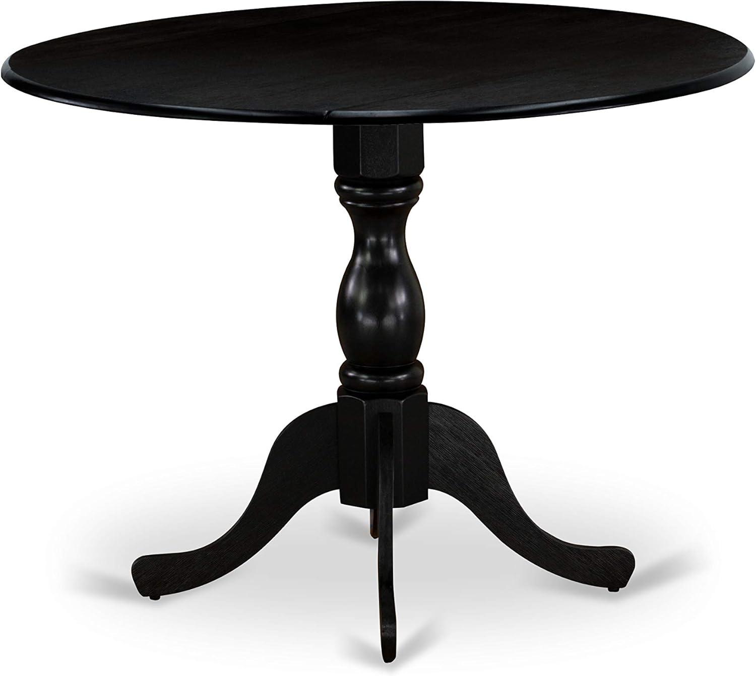 East West Furniture Dublin Wood Dining Table with Pedestal Legs in Black