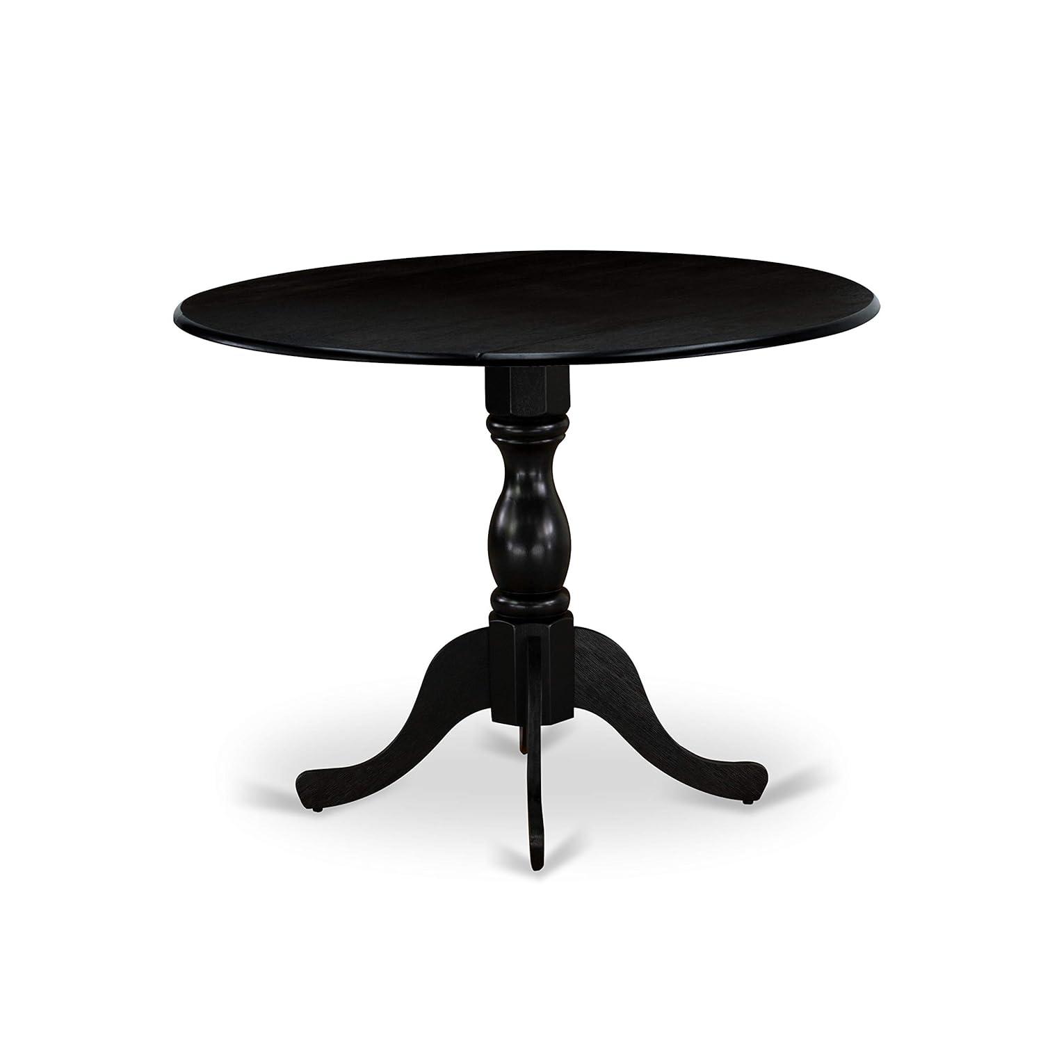 East West Furniture Dublin Wood Dining Table with Pedestal Legs in Black