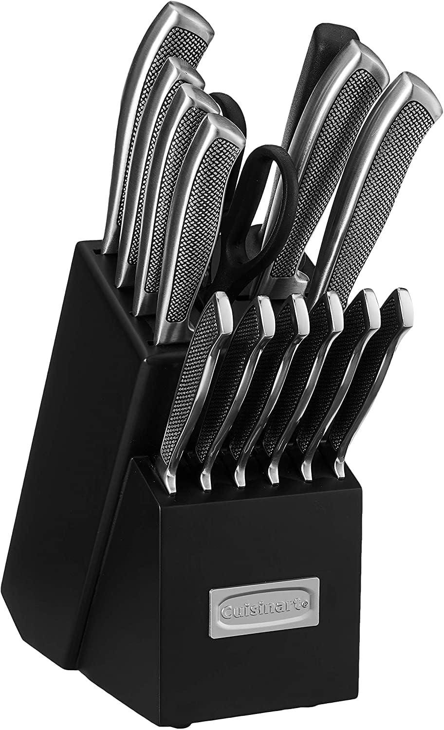 15-Piece Stainless Steel Knife Block Set with Ergonomic Handles