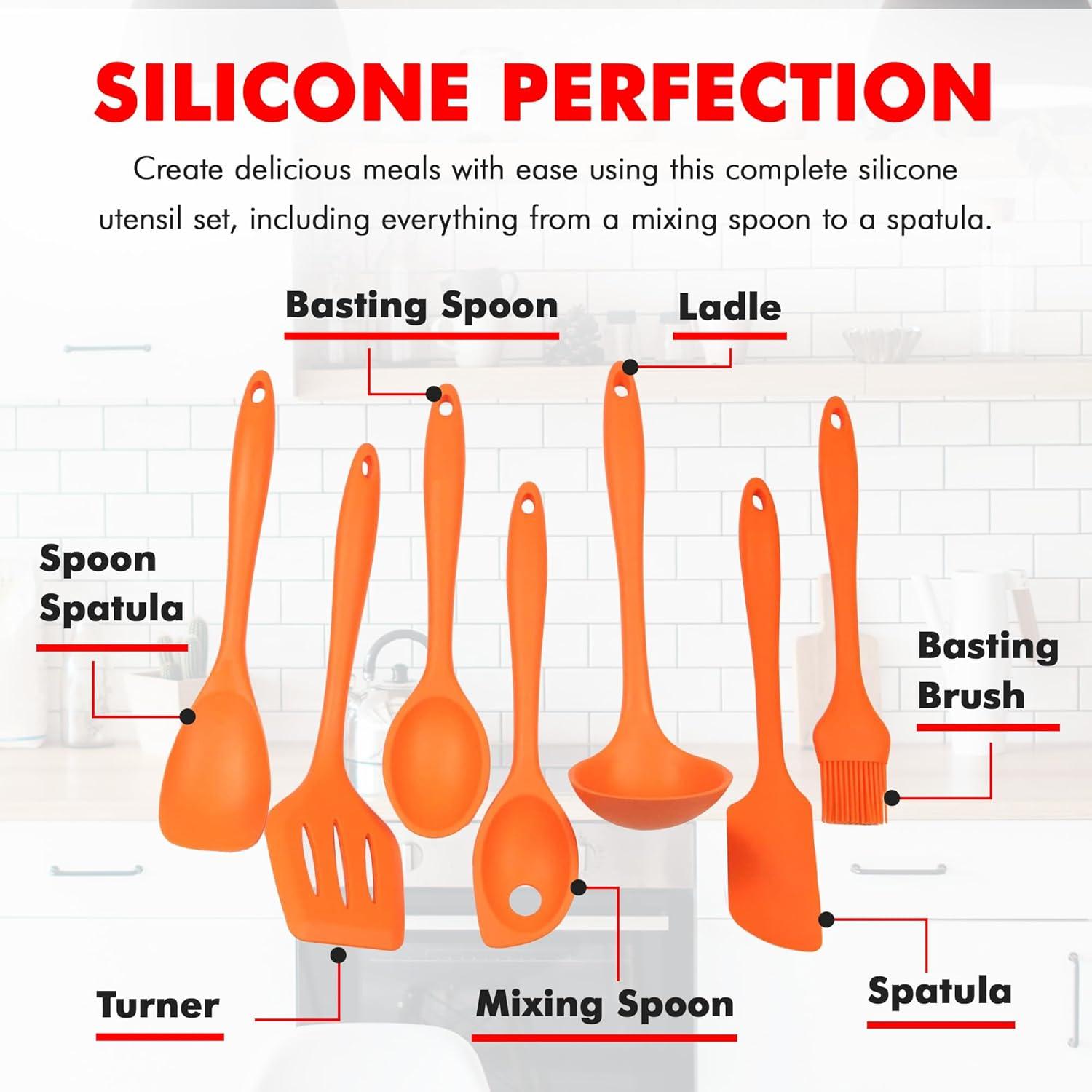 Chef Craft 7-Piece Orange Silicone Kitchen Utensil Set