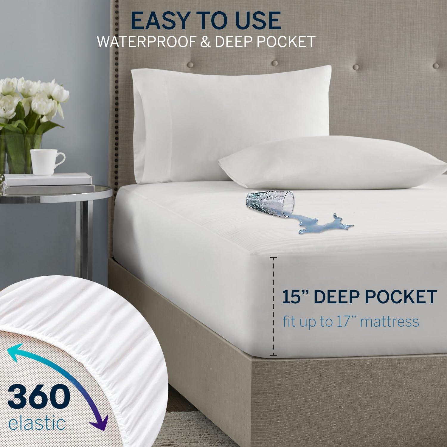 Twin White Waterproof Heated Mattress Pad with 10 Heat Settings