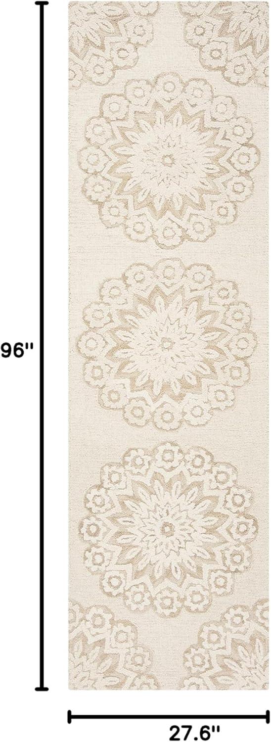 SAFAVIEH Blossom Brody Geometric Wool Runner Rug, Ivory/Beige, 2'3" x 8'