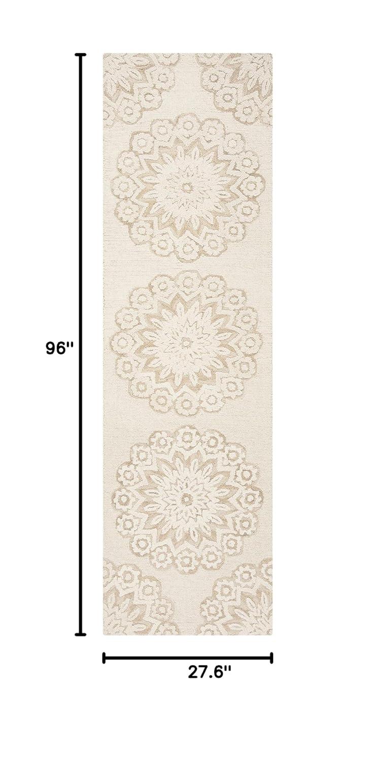 SAFAVIEH Blossom Brody Geometric Wool Runner Rug, Ivory/Beige, 2'3" x 8'