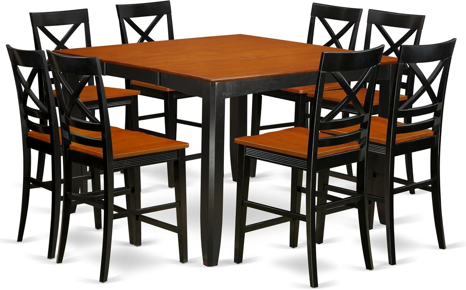 Black and Cherry 9-Piece Rectangular Wood Dining Set