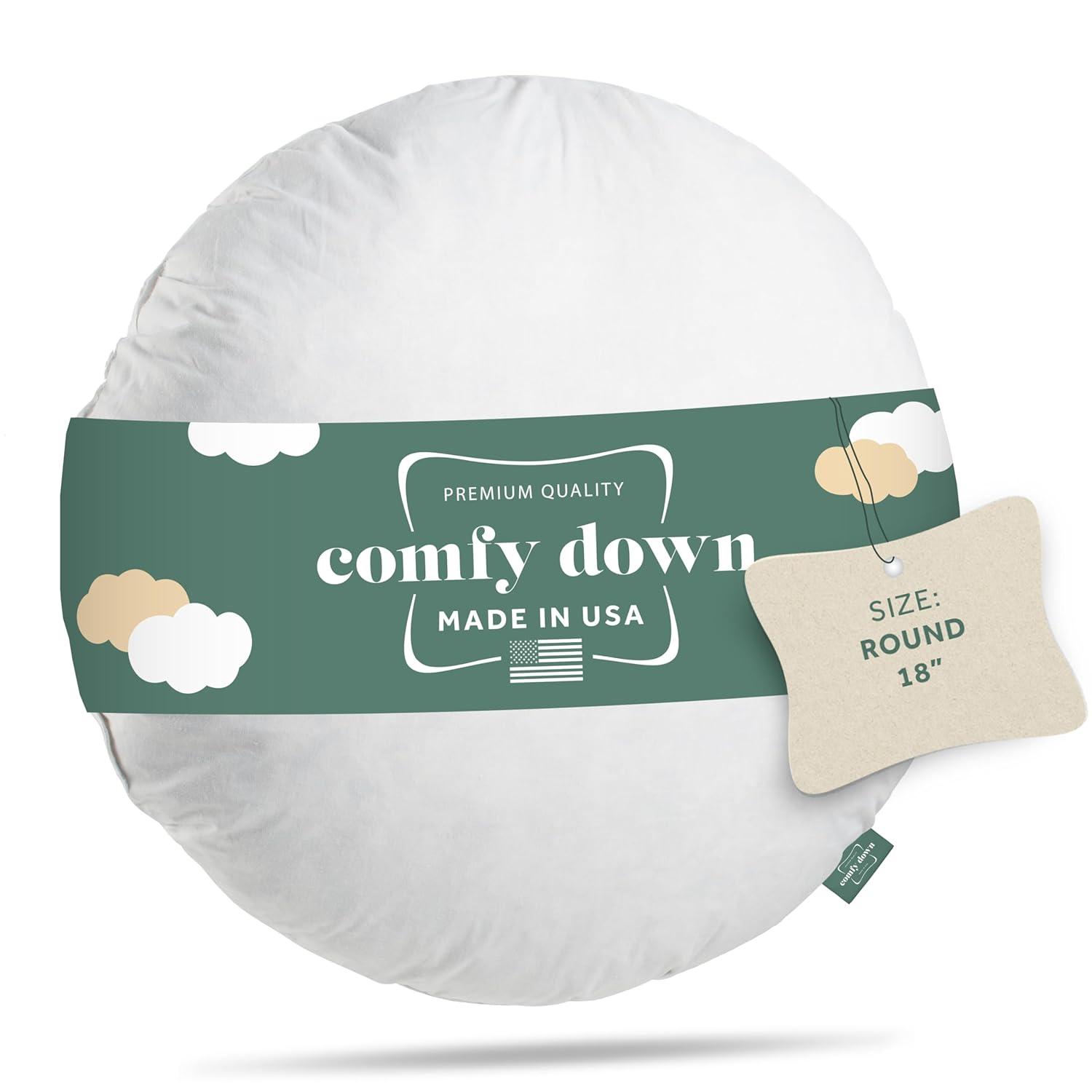 ComfyDown 95% Feather 5% Down Round Decorative Pillow Insert Sham Stuffer