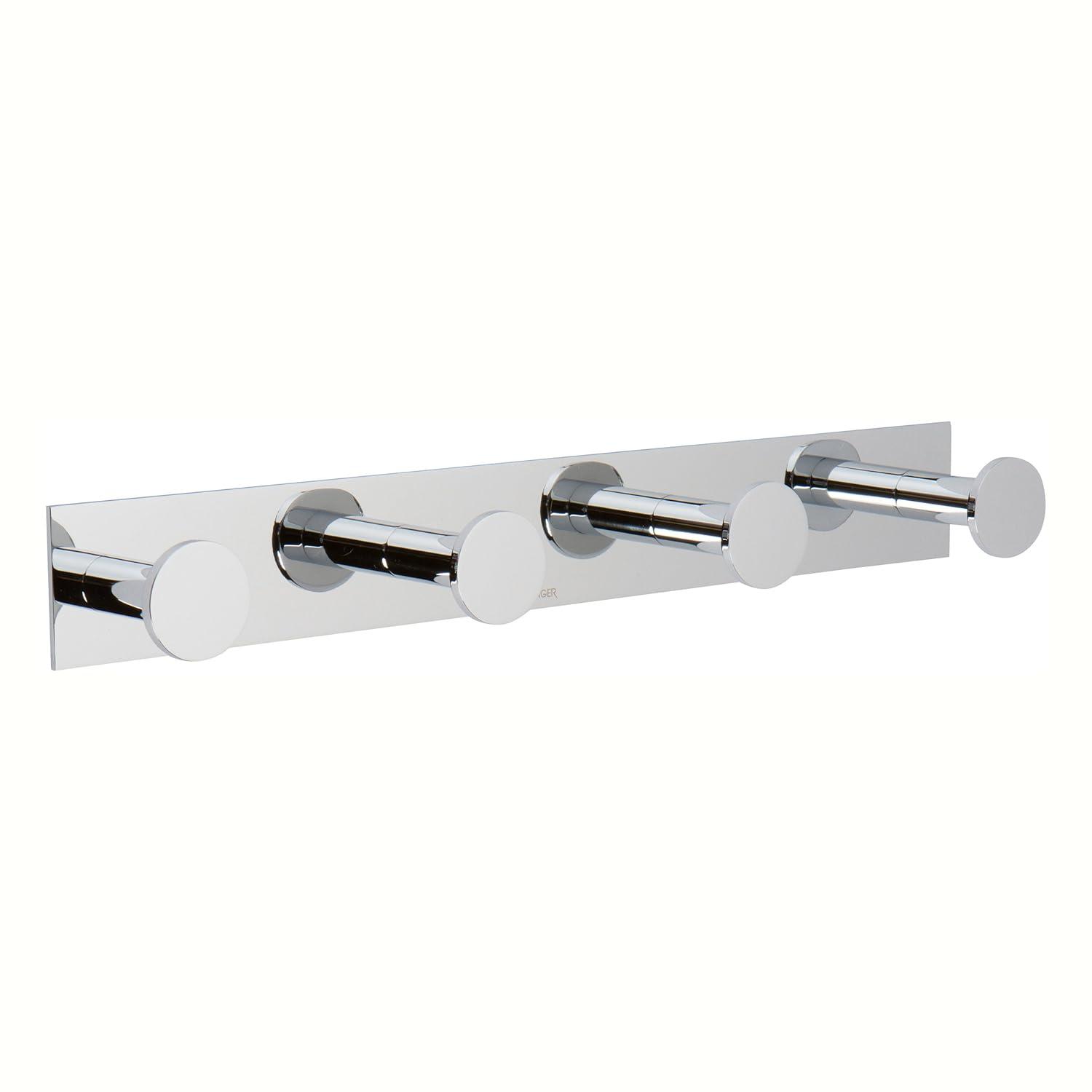 Polished Chrome Quadruple Robe Hook with Solid Brass Construction