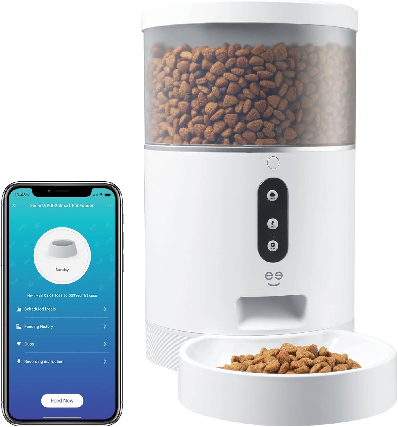 HOM Smart Pet Feeder - Automatic Cat Feeder and Dog Feeder with Portion Control and Programmable Feeding Time (4L)