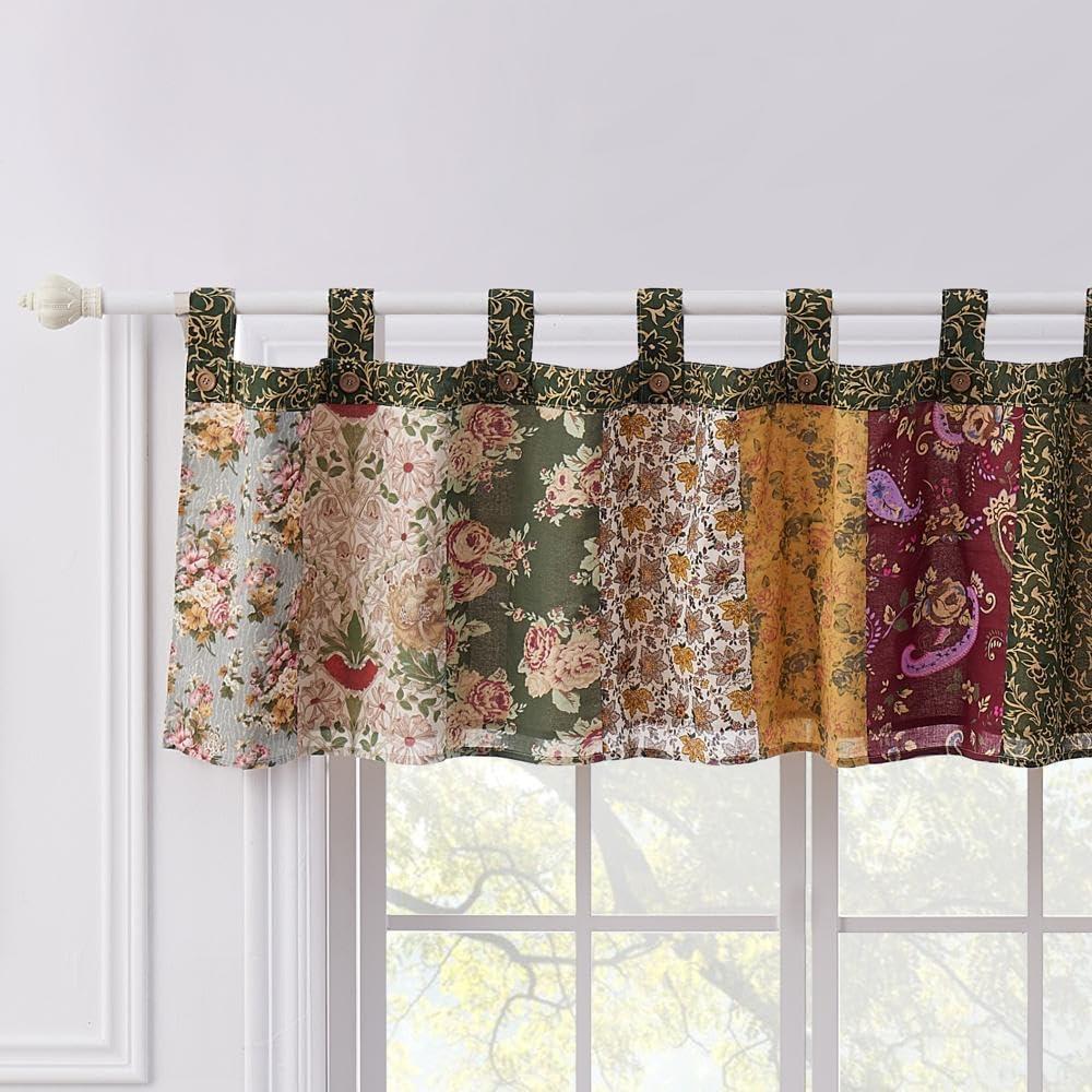 Antique Chic Cotton Patchwork Tailored 84" Window Valance