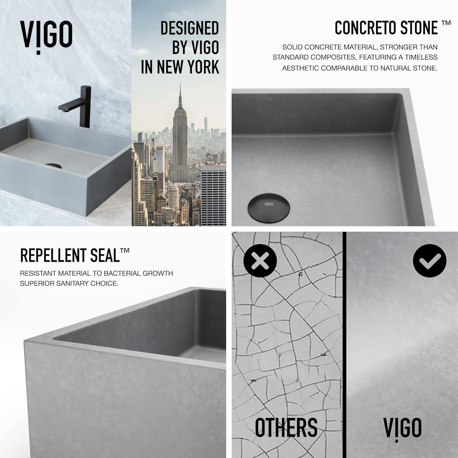 Coca Gothic 19" L x 15" W x 5" H Gray Handmade Rectangular Vessel Bathroom Sink