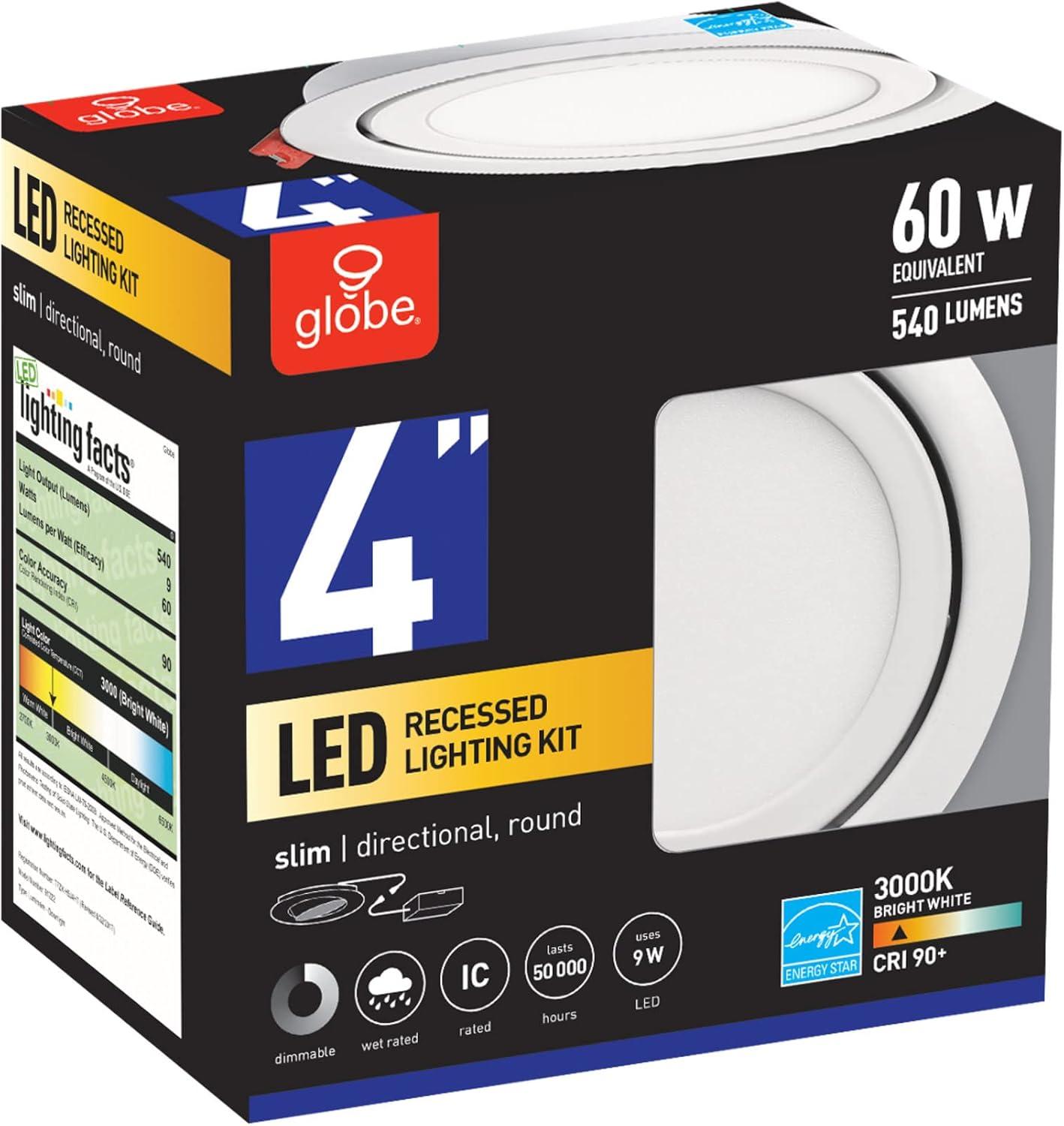 Slimline 4'' Dimmable Air-Tight IC Rated Recessed Lighting Kit