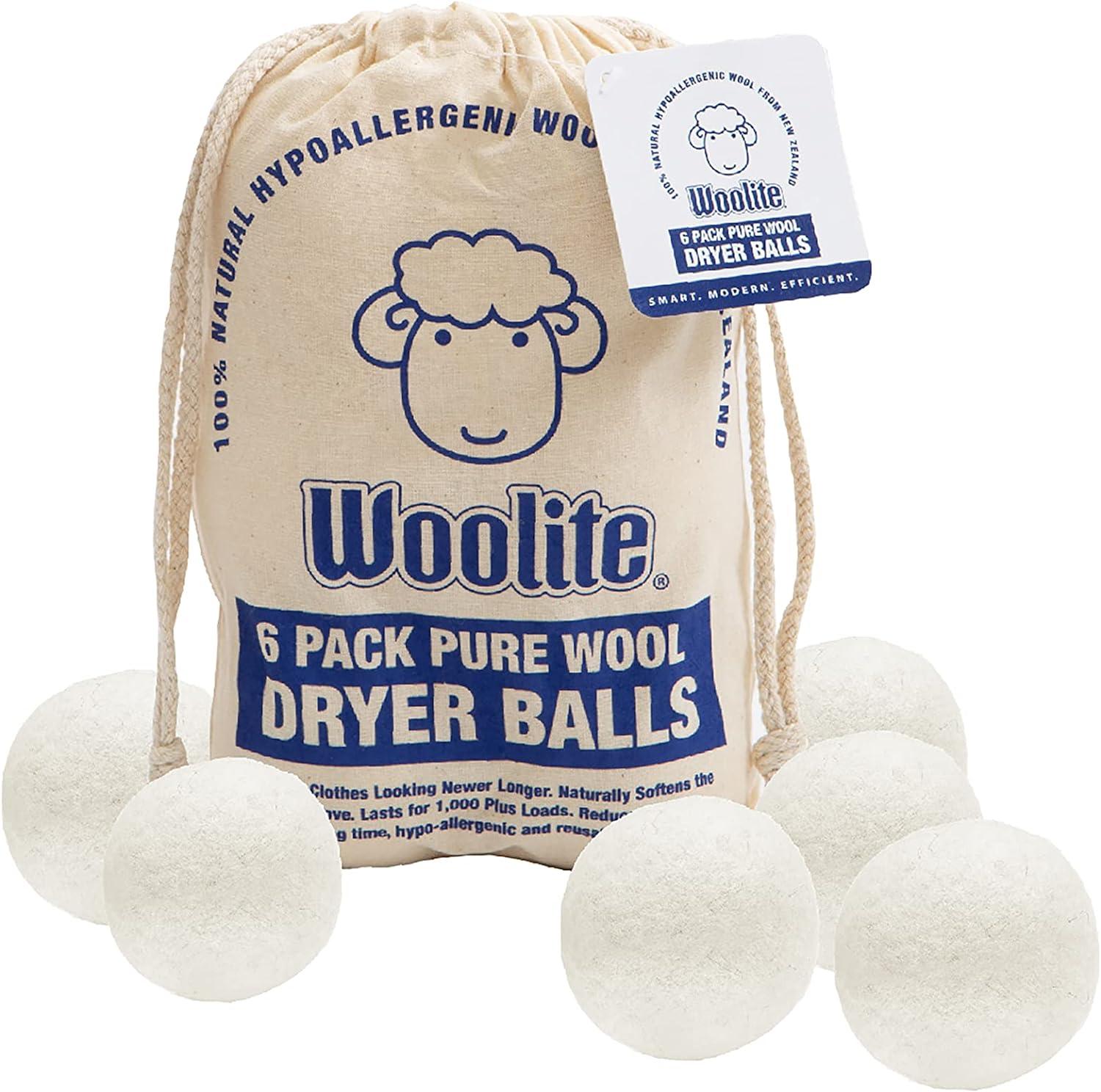 Eco-Friendly Wool Dryer Balls Set with Canvas Bag, 6 Pack