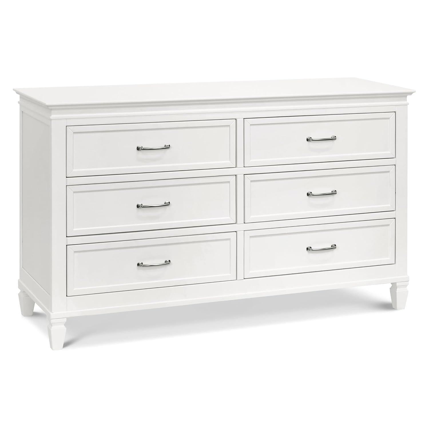 Elegant French Country Warm White 6-Drawer Nursery Dresser