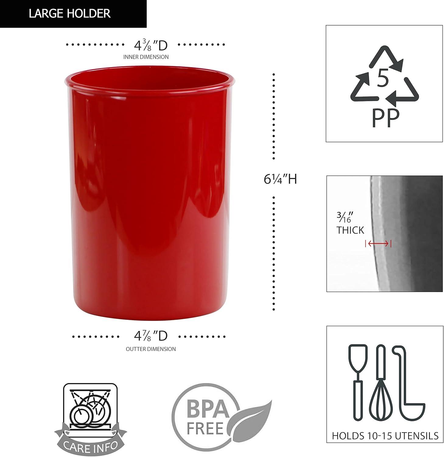 Red Plastic Multipurpose Utensil Crock Holders Set