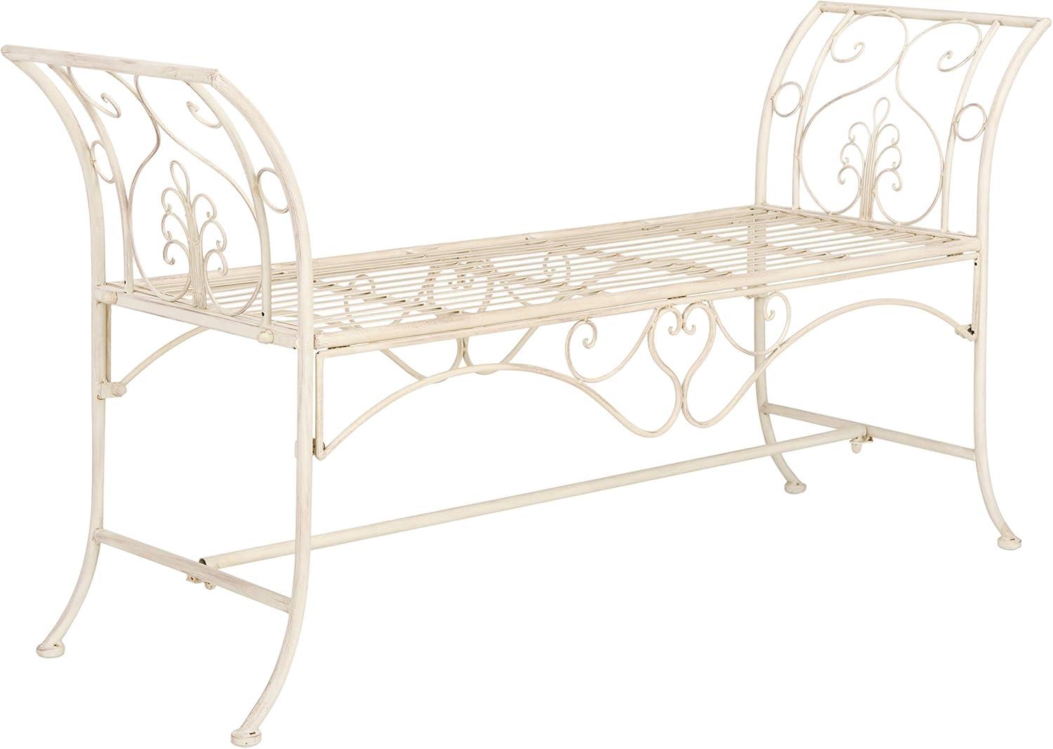 Adina Wrought Iron 51.25 Inch W Outdoor Garden Bench  - Safavieh