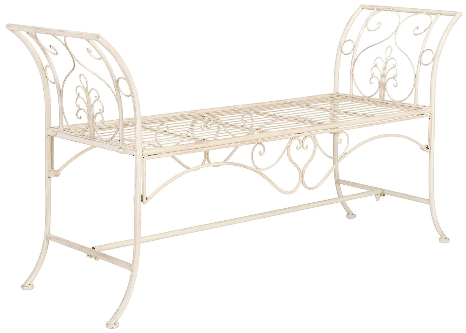 Adina Bench - Outdoor - PAT5016 - Distressed White - Safavieh