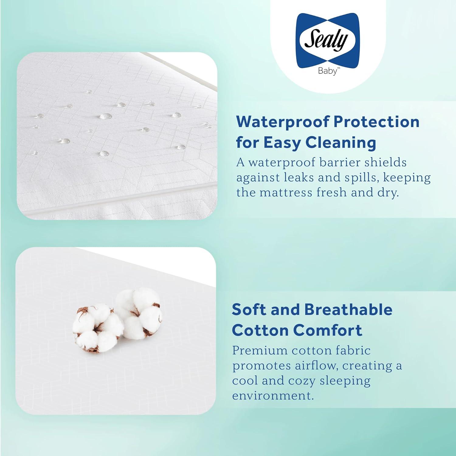 Sealy Posturepedic Grace Breathable Hypoallergenic 2-Stage Waterproof Baby Crib Mattress & Toddler Bed Mattress, GREENGUARD Gold Certified, 52" x 28"
