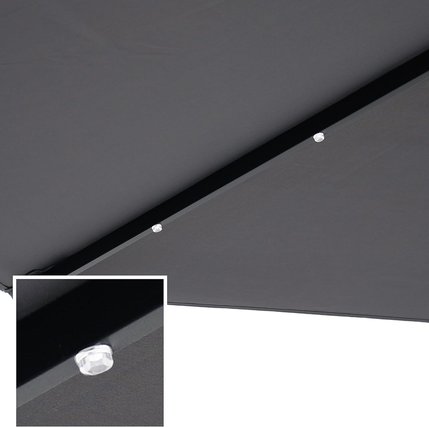 Sunnydaze Outdoor Steel Cantilever Offset Patio Umbrella with Solar LED Lights, Crank, and Push Button Tilt - 9' - Gray