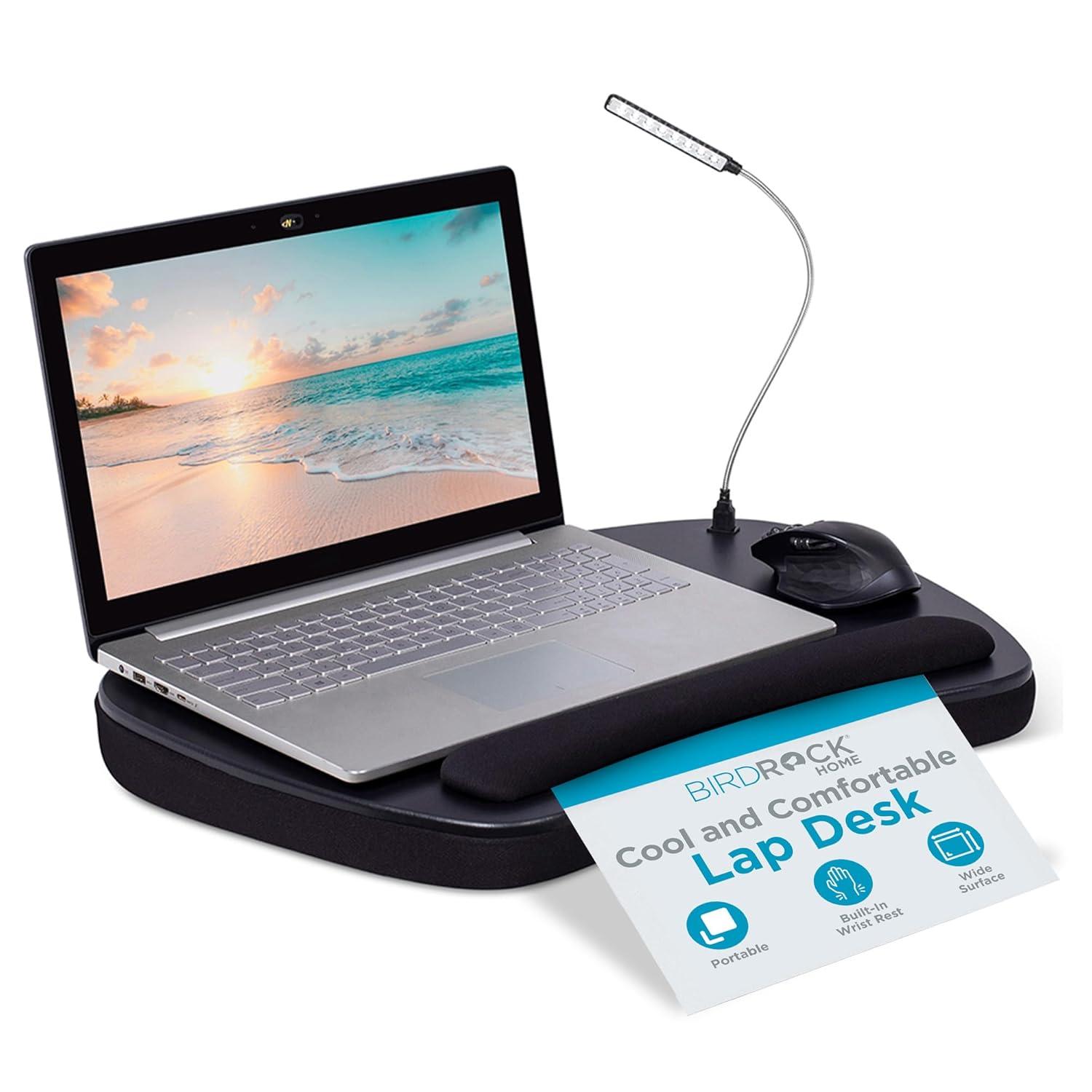 Sofia + Sam Oversized Memory Foam Lap Desk with USB Light - - Fits Laptops Up to 17 Inches - Matte Black