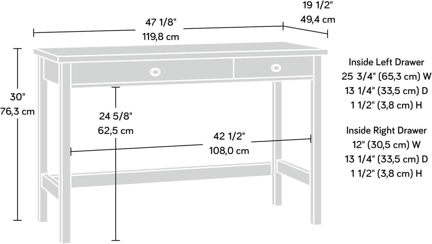 County LineWriting Desk Salt Oak Finish - Sauder: Modern Home Office, Laminated Particle Board, 2 Drawers