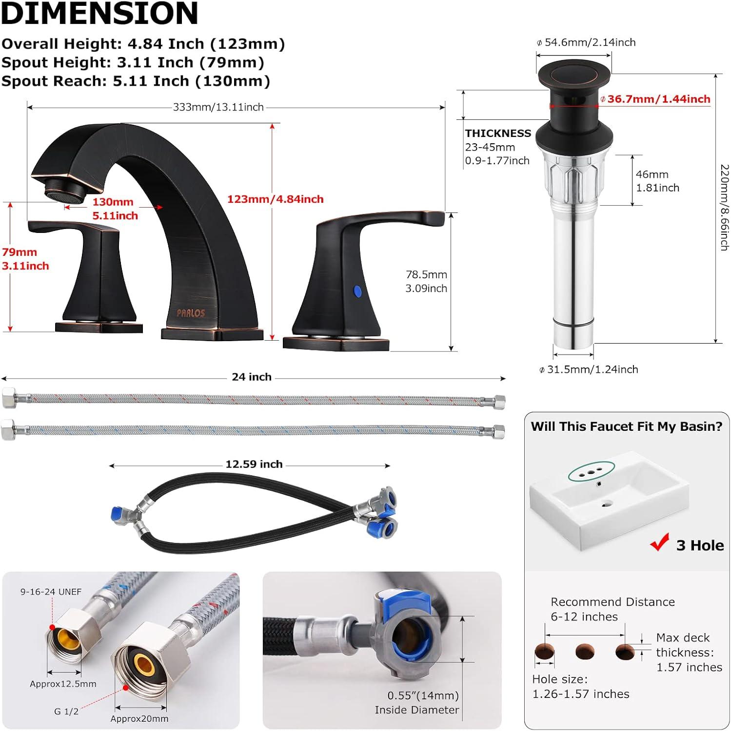 Widespread 2-handle Bathroom Faucet with Drain Assembly