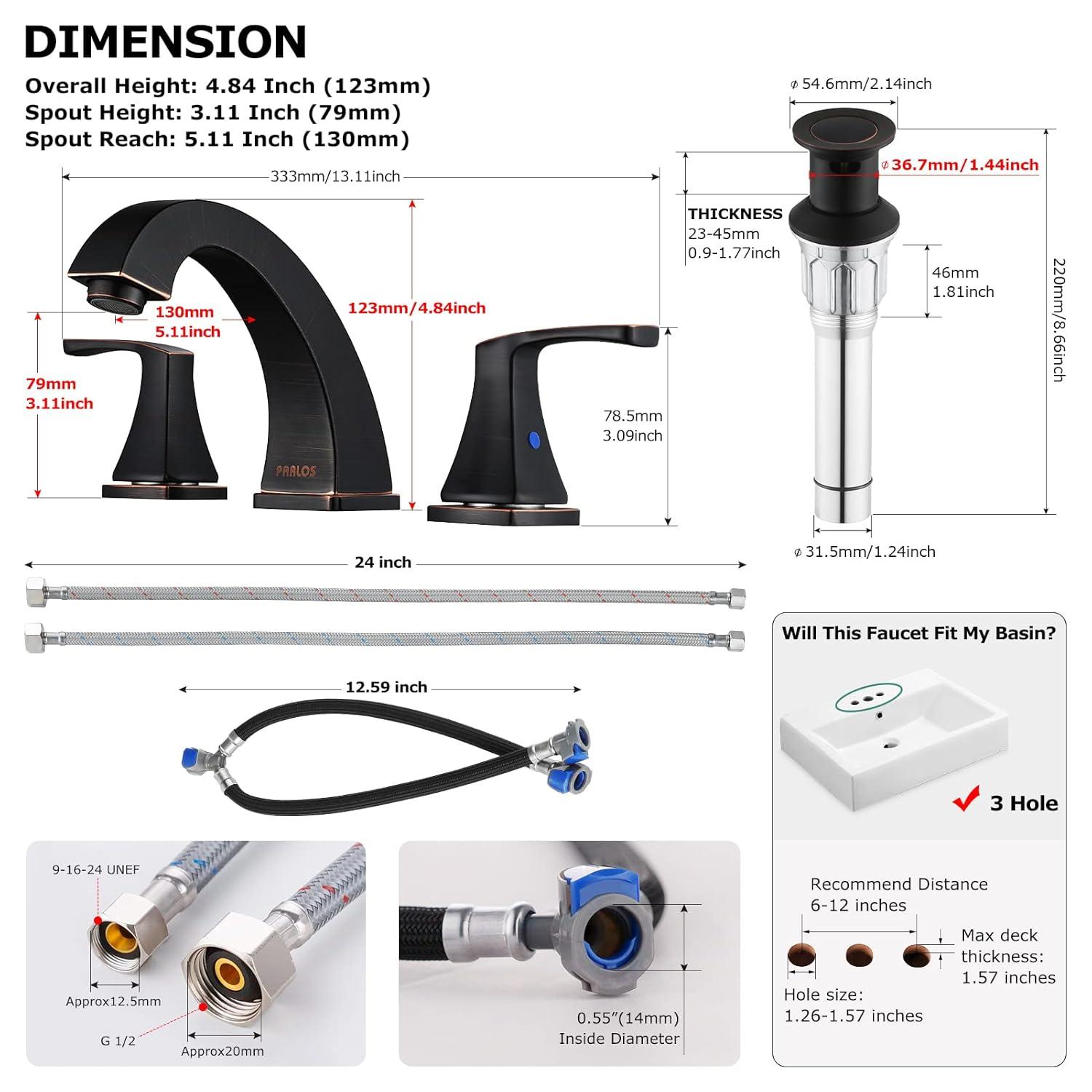 Widespread 2-handle Bathroom Faucet with Drain Assembly