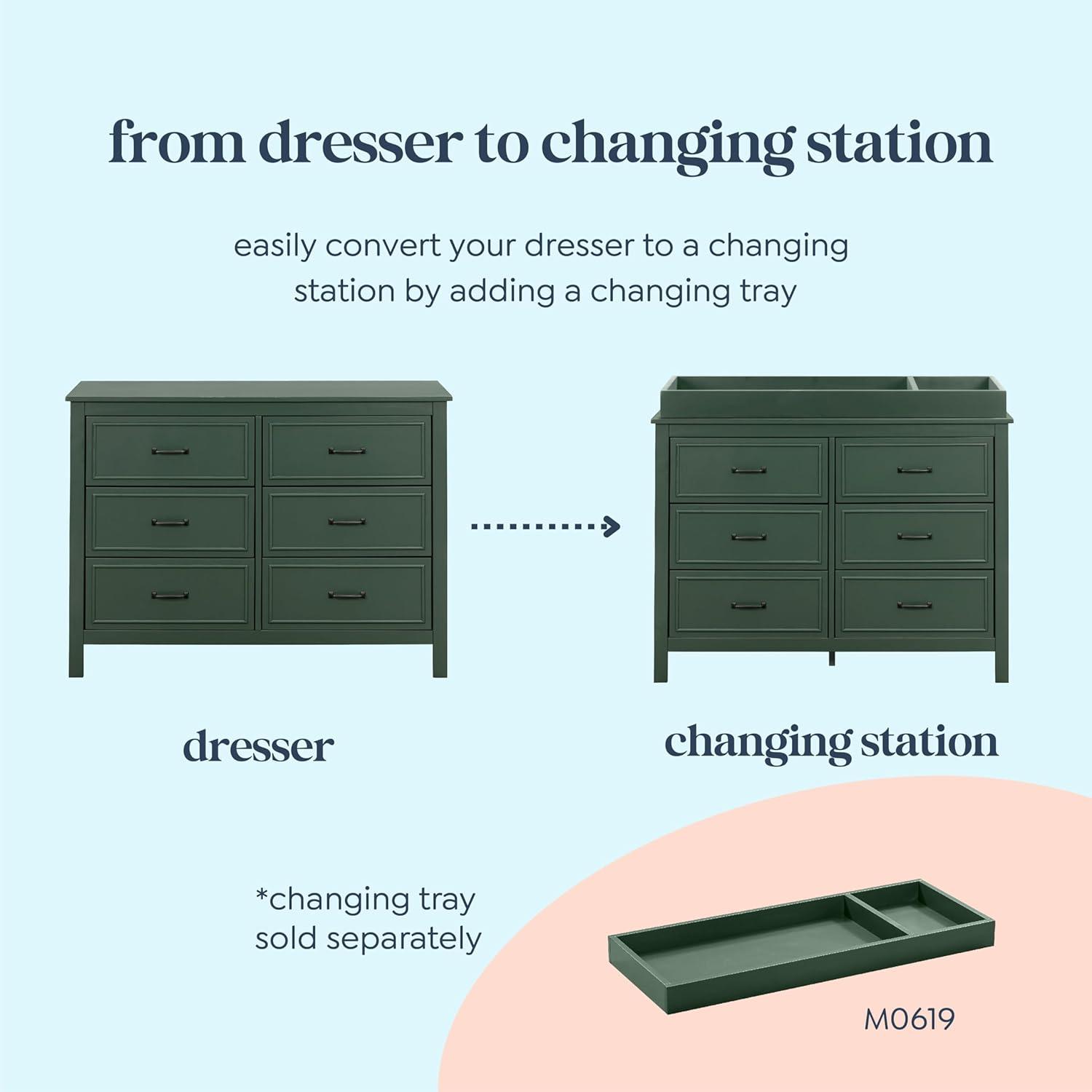 DaVinci Charlie 6-Drawer Double Dresser in Forest Green