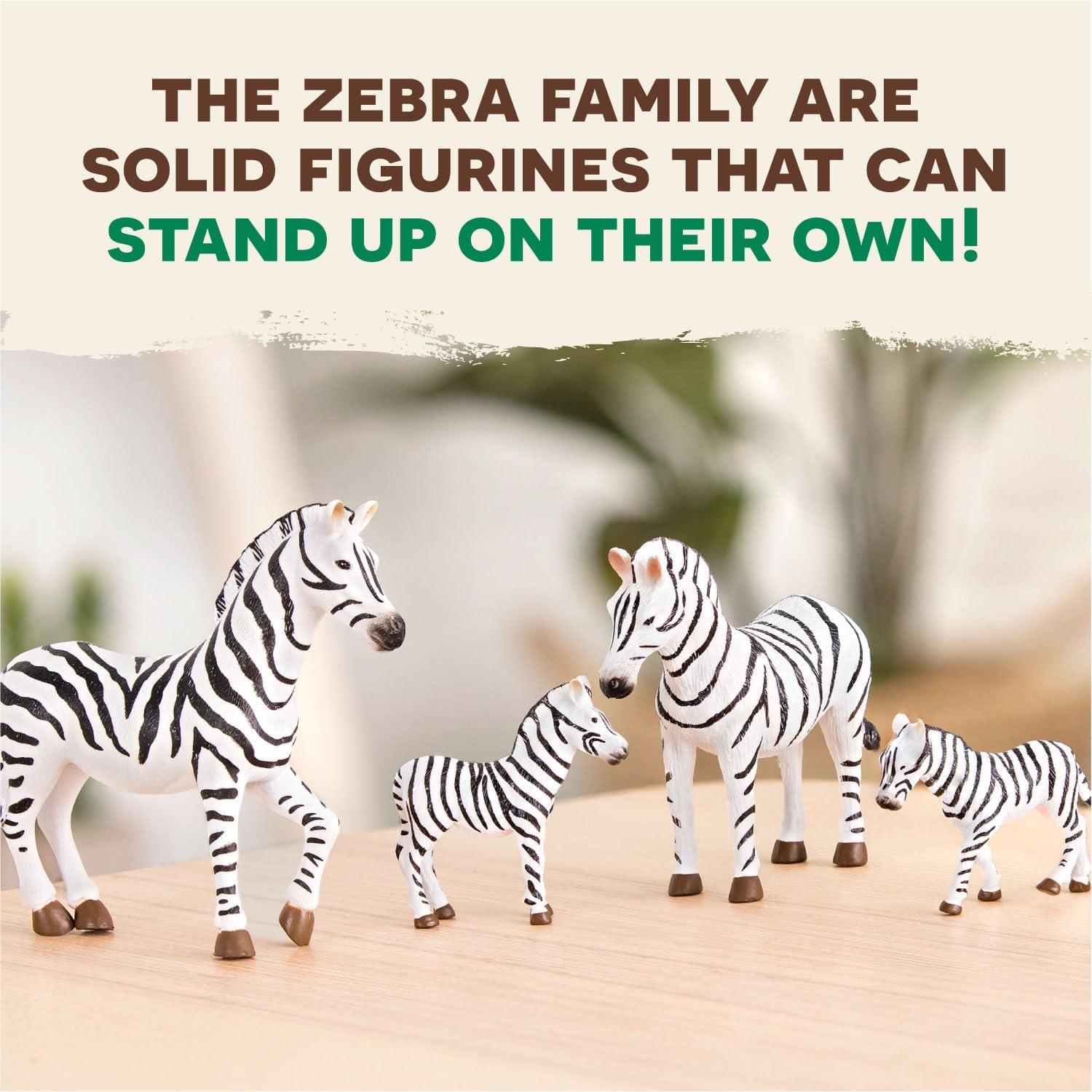 Terra by Battat – 4 Pieces Zebra Family – Realistic Plastic Safari Animals for Kids – Zoo Animal Toys – Educational Figures – Inspires Creative Play – Great Gift for Toddlers & Kids – 3+ Years