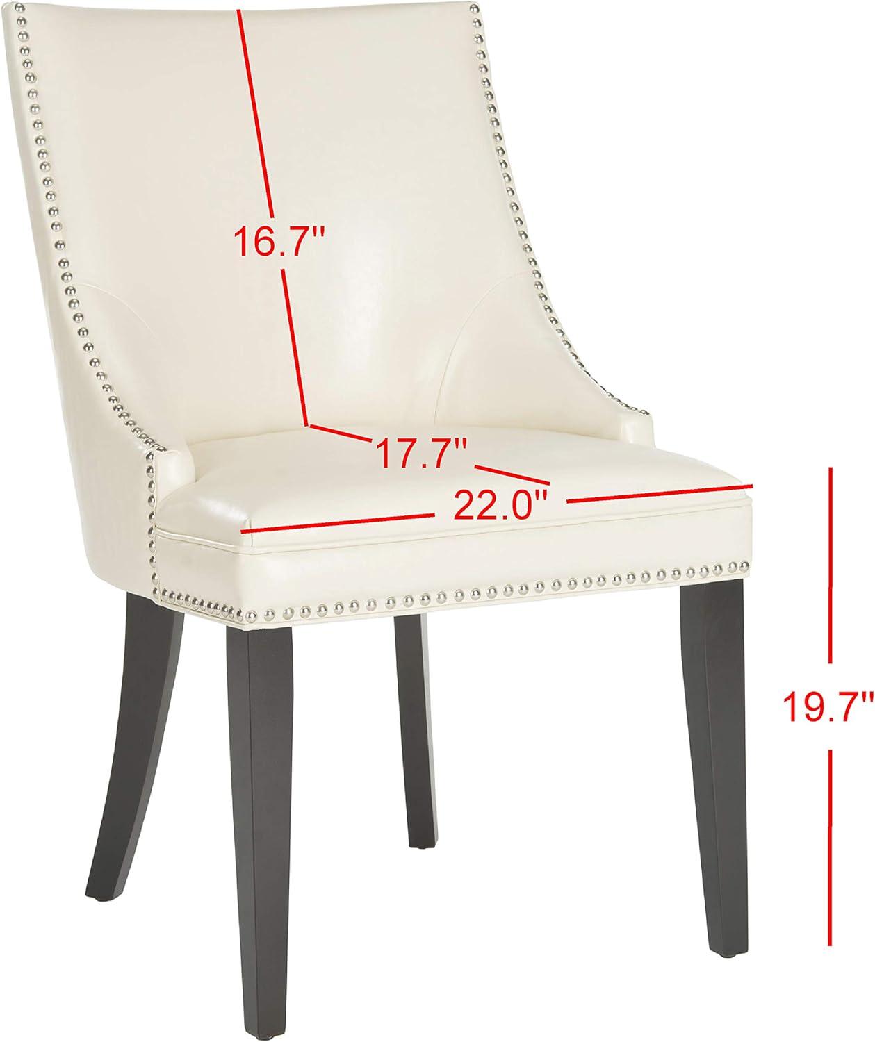 Afton 20"H Side Chair with Nail Heads (Set of 2) - Flat Cream - Safavieh