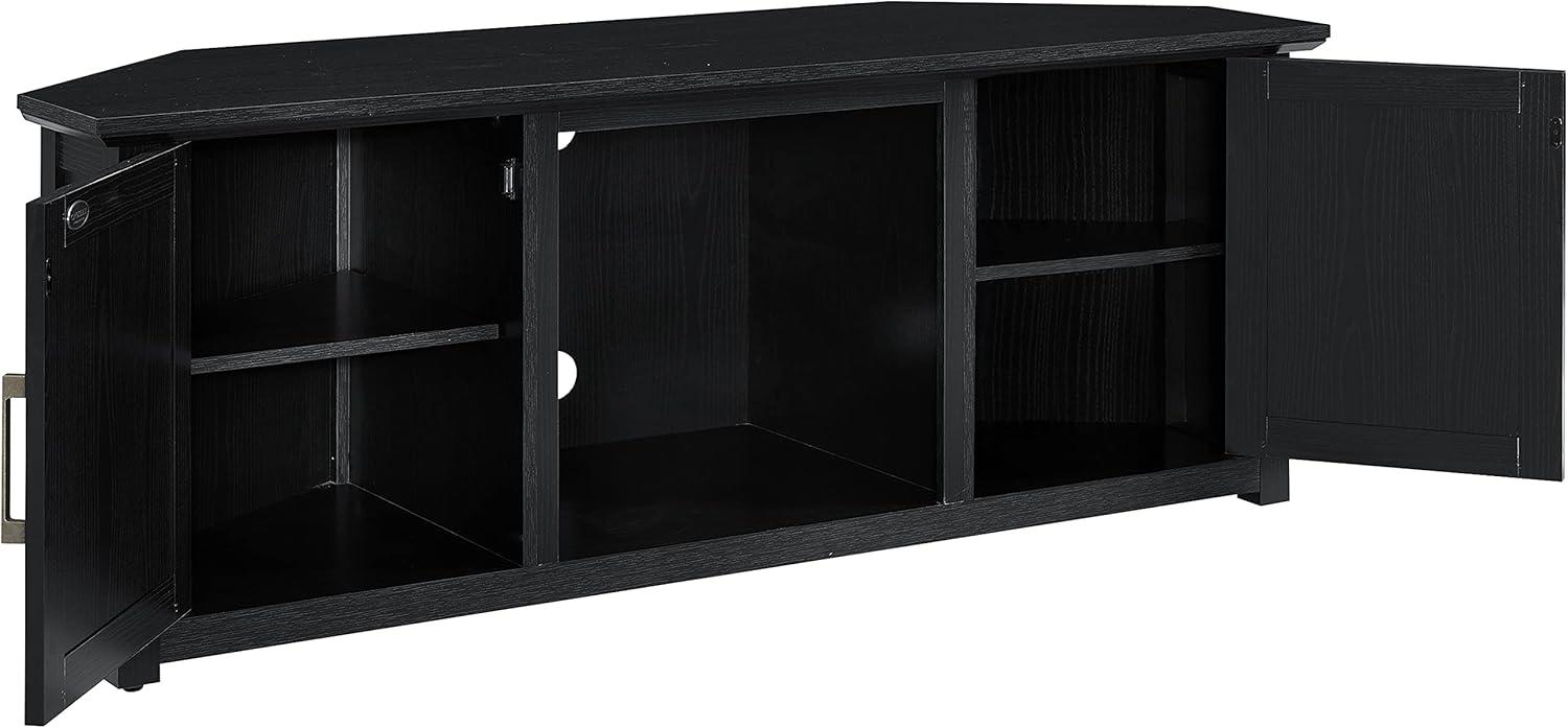 Crosley Camden Corner TV Stand for TVs up to 60" with Fireplace Black: Mid-Century Modern Entertainment Center, Cable Management