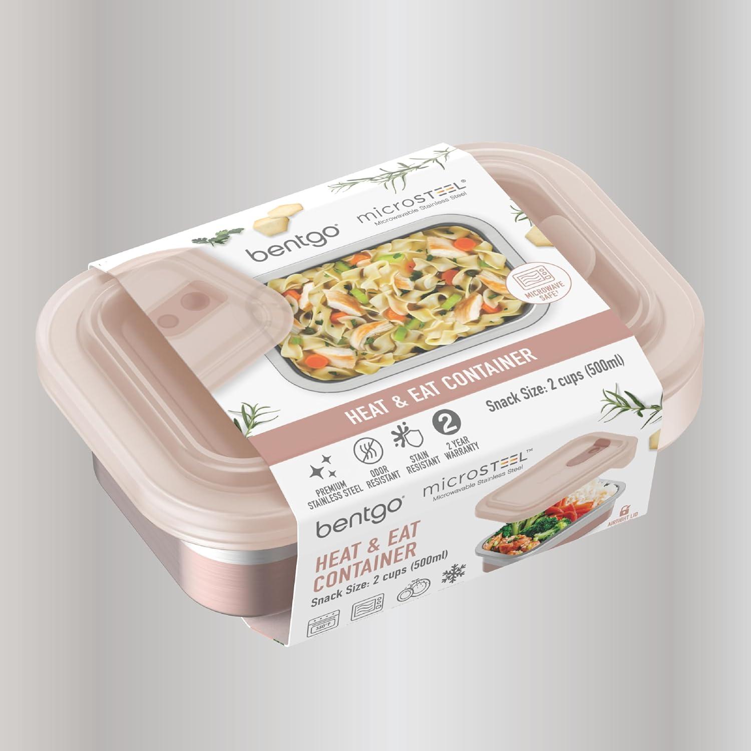 Bentgo Microsteel Heat and Eat Container Rose: Leakproof,  Dishwasher-Safe, Lunch Storage, 2-Year Warranty