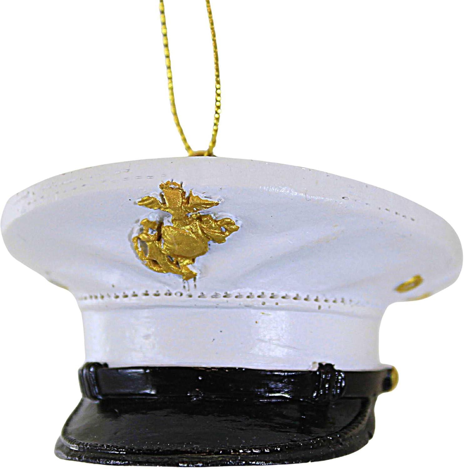 Kurt S. Adler 1.5 Inch Marine Dress Uniform Hat The Few The Proud Christmas Tree Ornaments