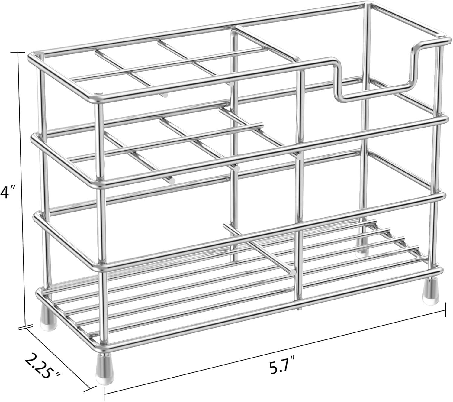 Small bathroom toothbrush holder, 5 compartments silver