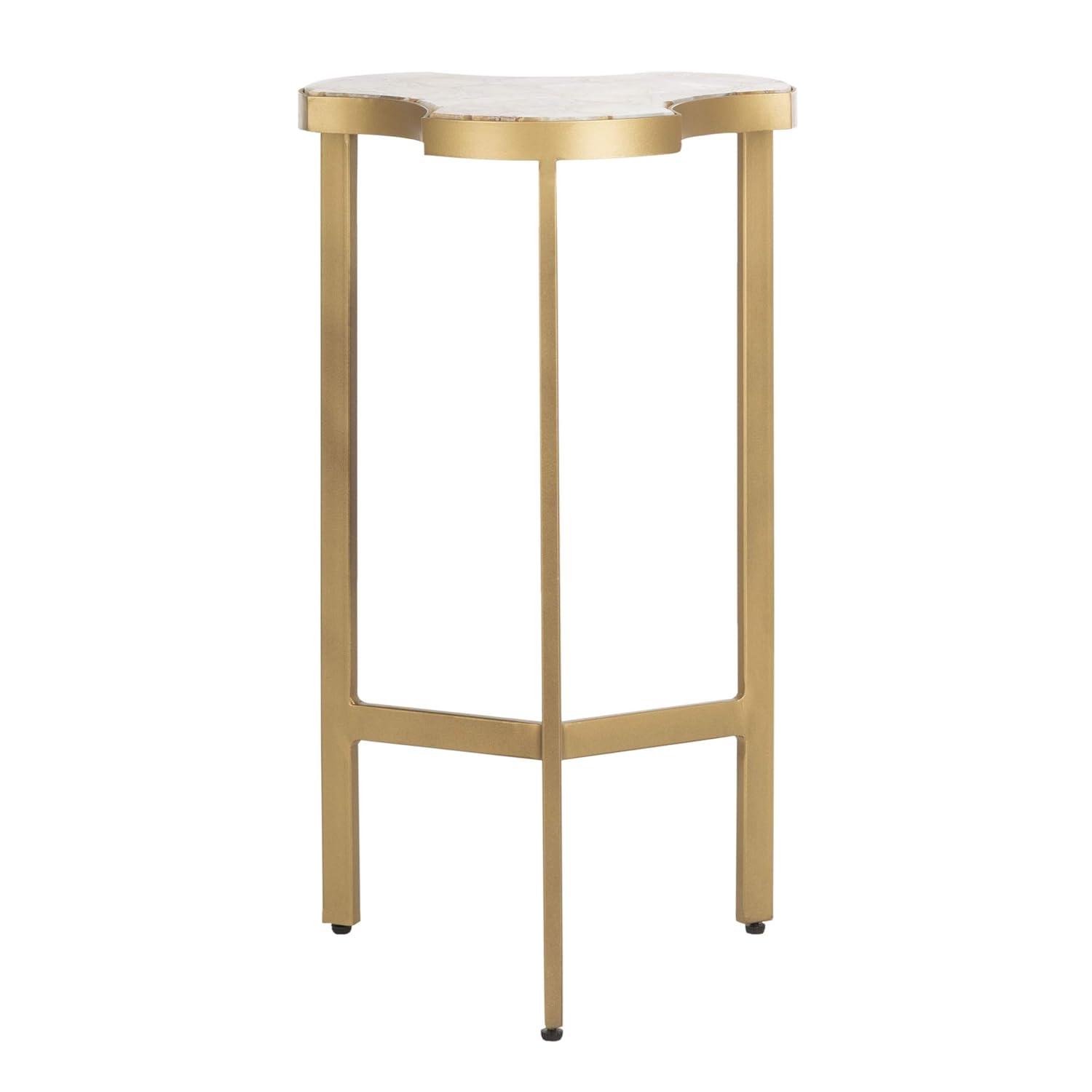 Suki Tripod Accent Table - White Agate/Gold - Safavieh.