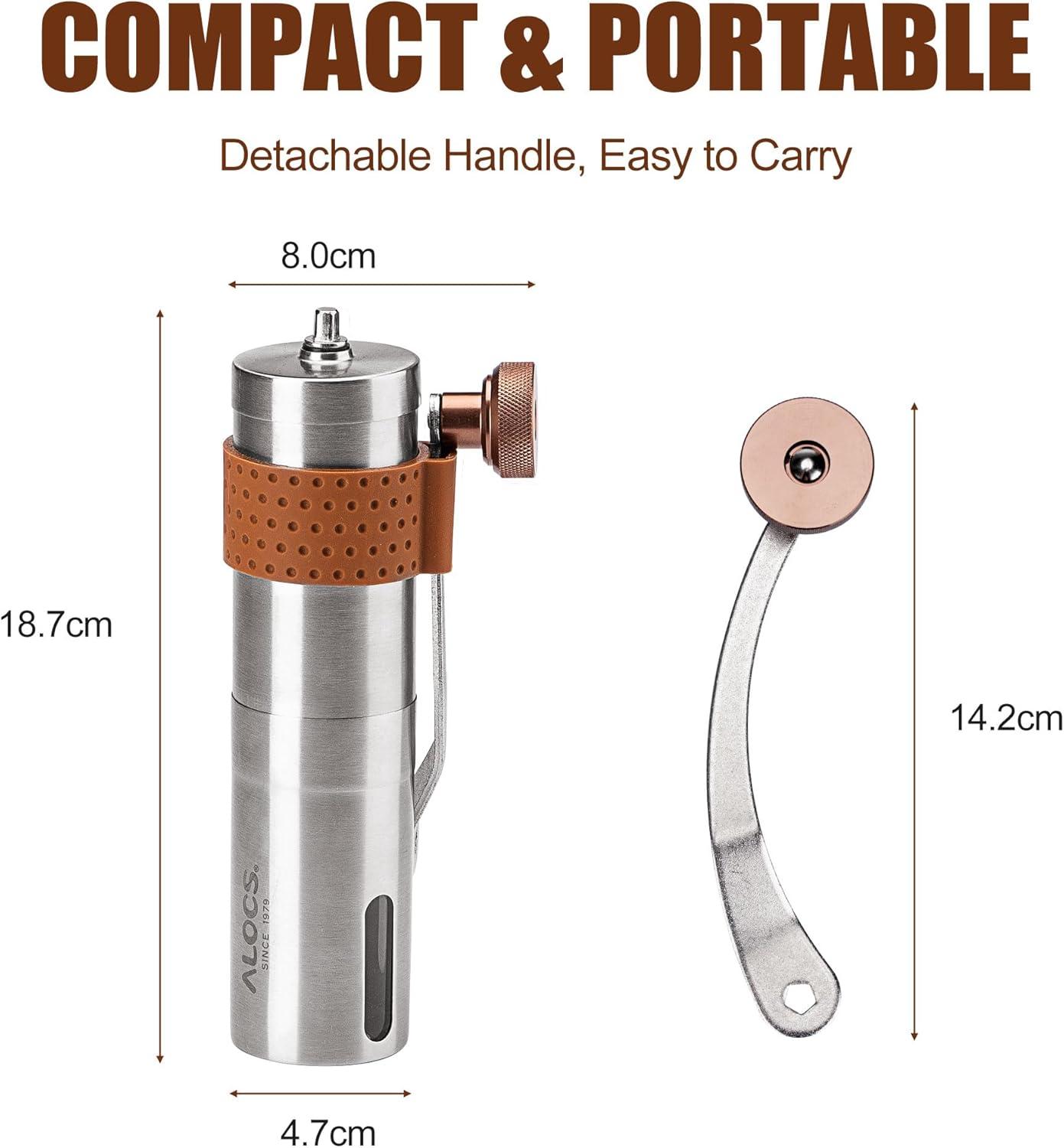 Stainless Steel Manual Coffee Grinder with Adjustable Ceramic Burr