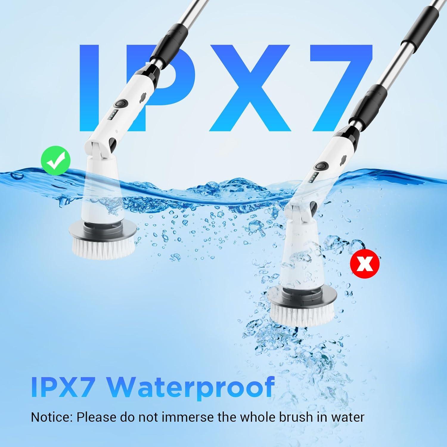 Kibhous Electric Spin Scrubber with 3 Replaceable Brush Heads Adjustable Extension Arm