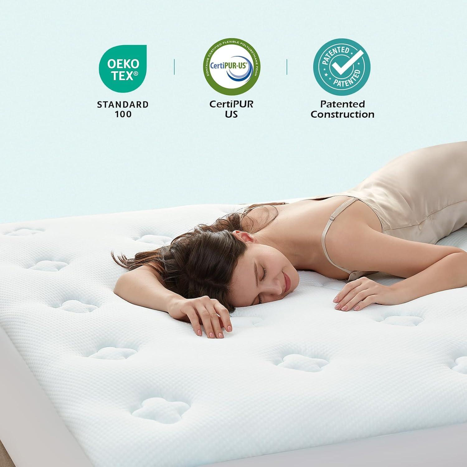 Twin XL White Gel Memory Foam Mattress Topper