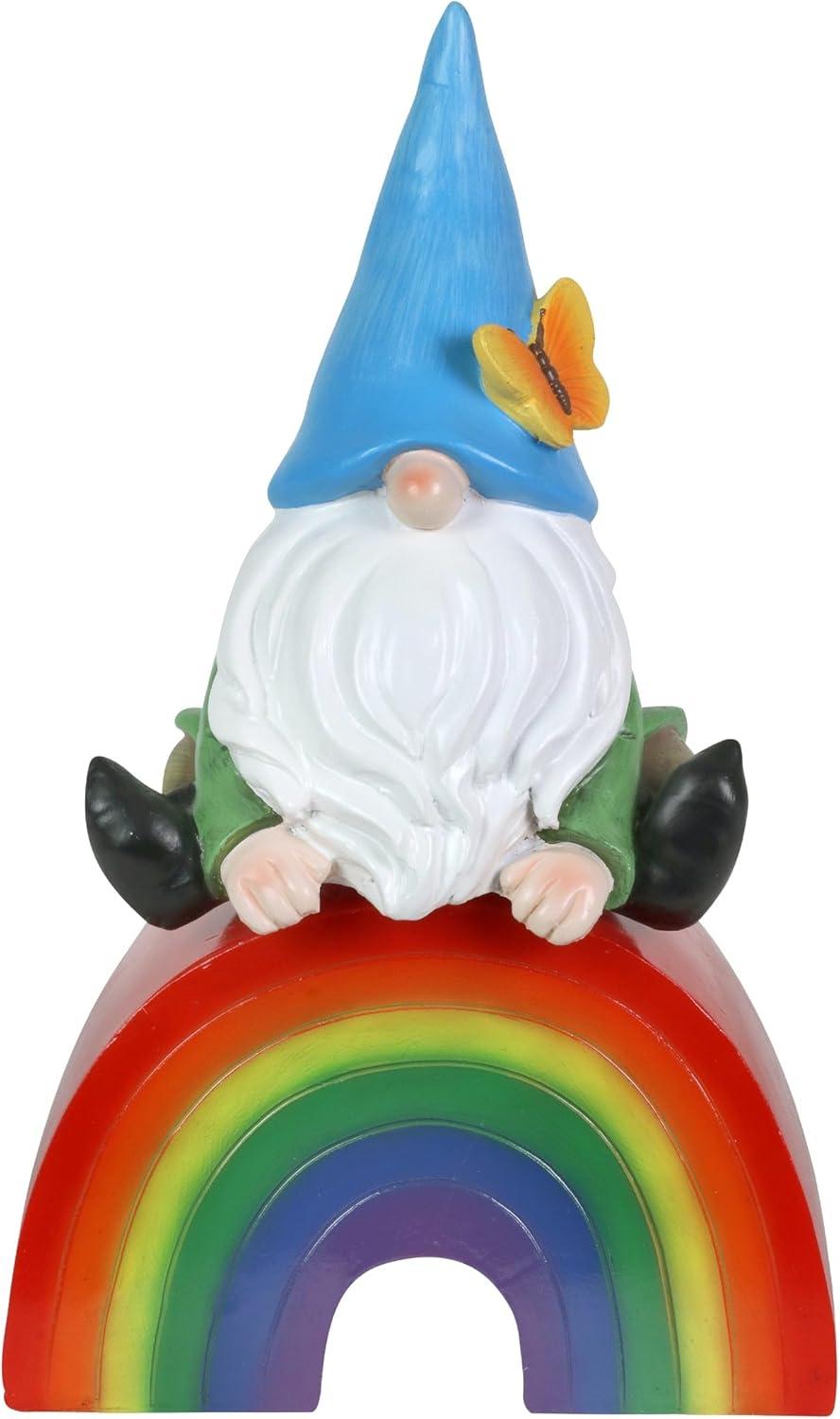 Exhart Gnome on a Glowing Rainbow Statuary with Automatic Timer, 7 by 11.5 Inches