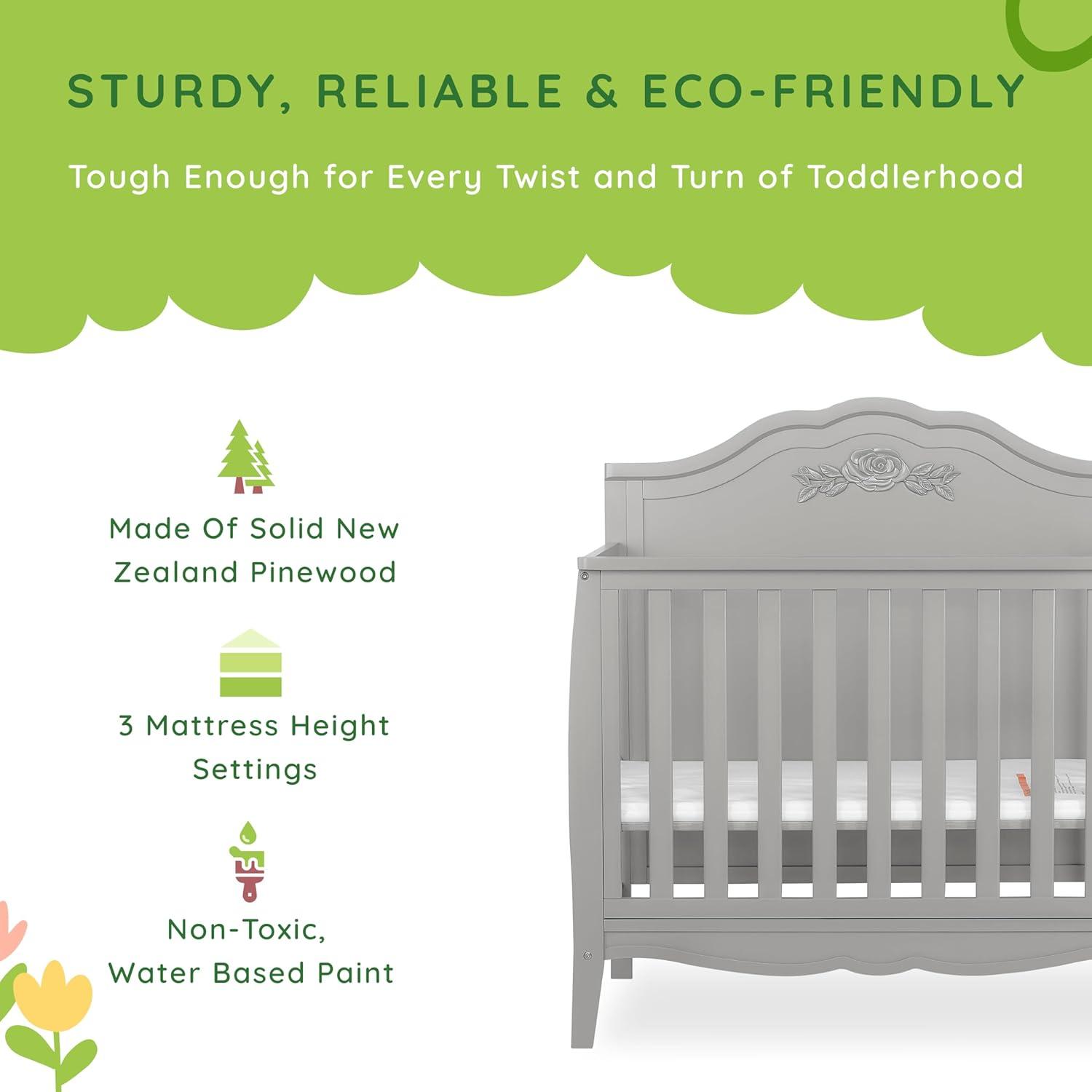 Sweetpea Baby Rose 4-in-1 Convertible Mini Crib