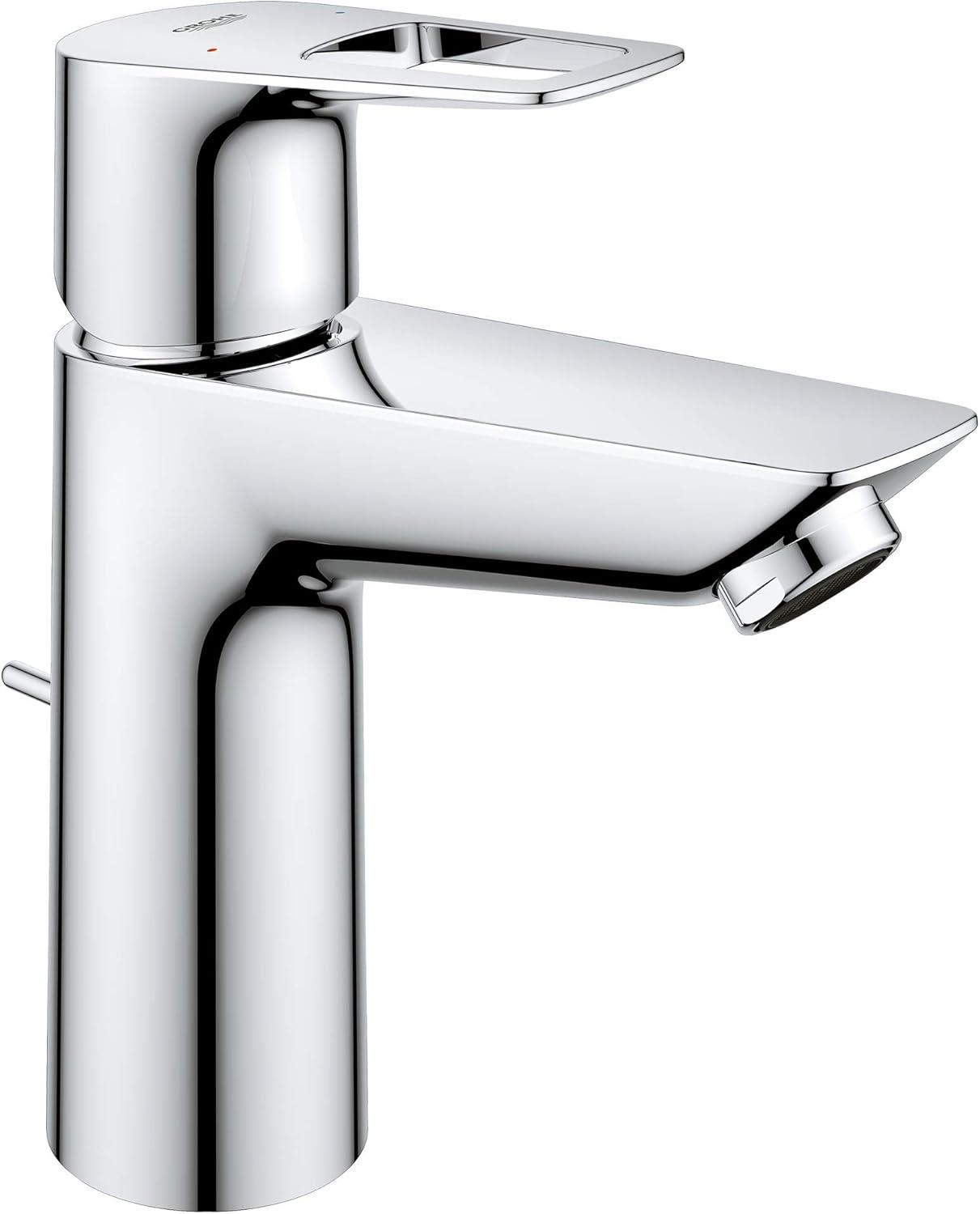 Sleek BauLoop Polished Chrome Single-Handle Bathroom Faucet