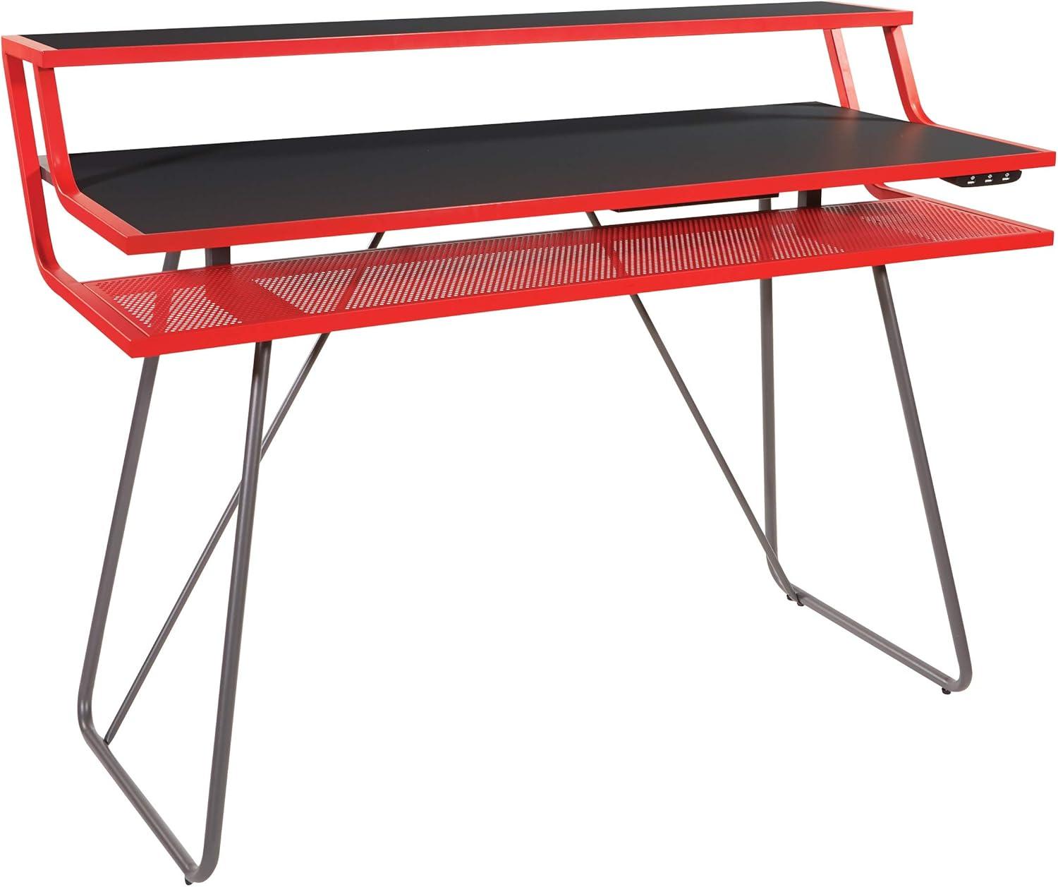 Glitch Red 51" Gaming Desk with LED Lights and Metal Legs