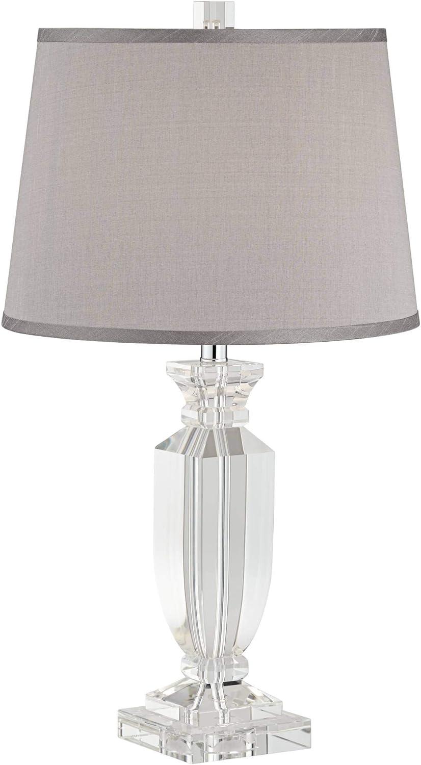 Vienna Full Spectrum Traditional Table Lamp 25" High Crystal Body Gray Tapered Drum Shade for Living Room Bedroom Bedside Nightstand Family