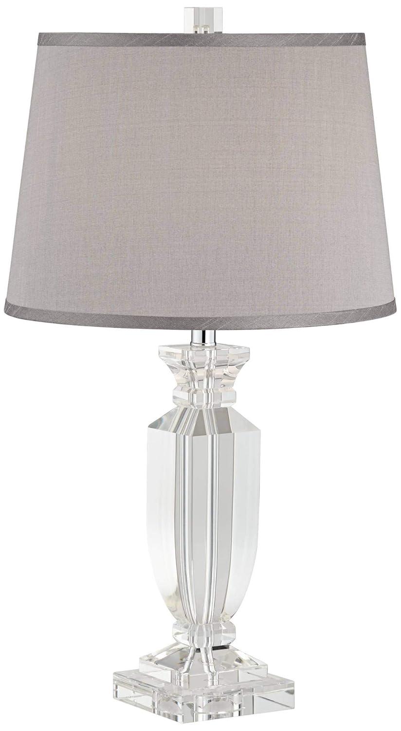 Vienna Full Spectrum Traditional Table Lamp 25" High Crystal Body Gray Tapered Drum Shade for Living Room Bedroom Bedside Nightstand Family