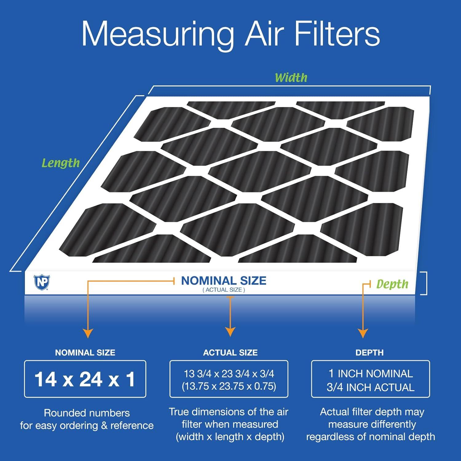 14x24x1 Pure Carbon Odor Reduction Furnace Air Filters 6 Pack