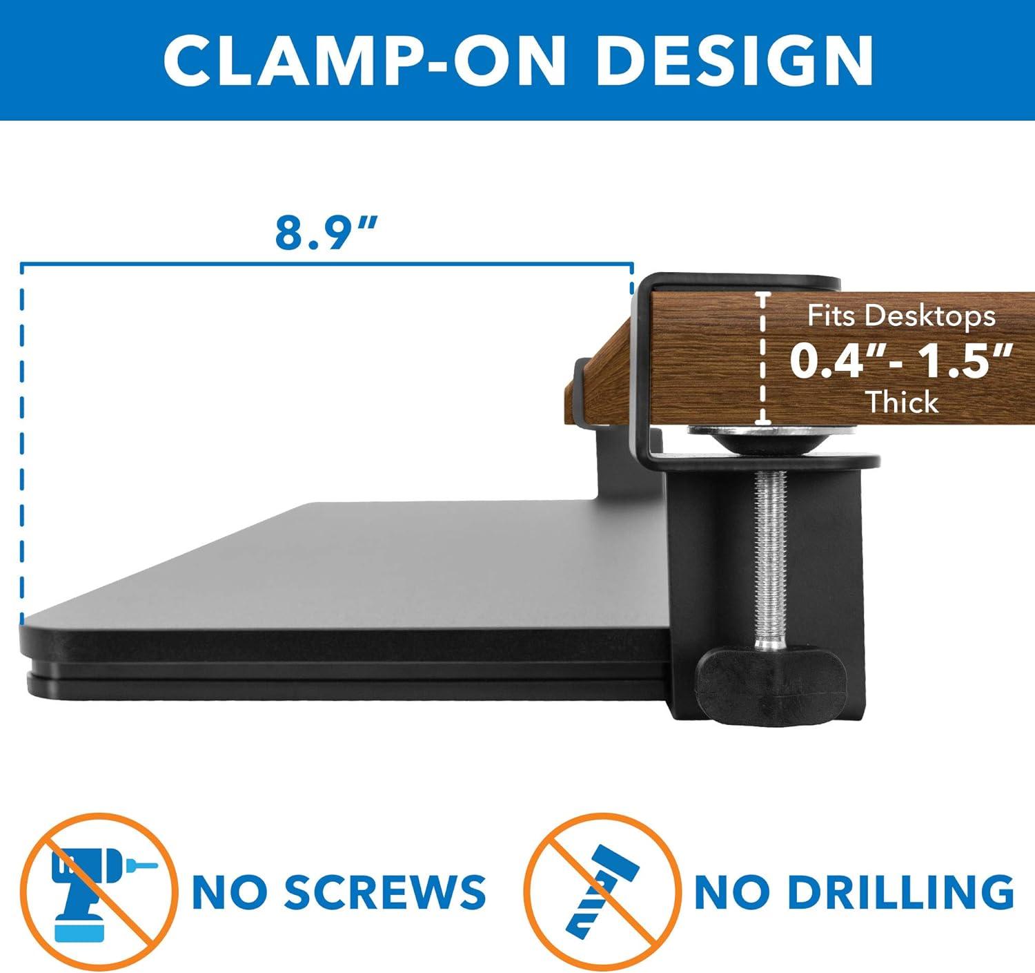 Mount-It! Clamp Keyboard Tray | Sliding Under Desk Keyboard &  Mouse Platform | Retractable Undermount Drawer | No Screws or Scratches to Assemble