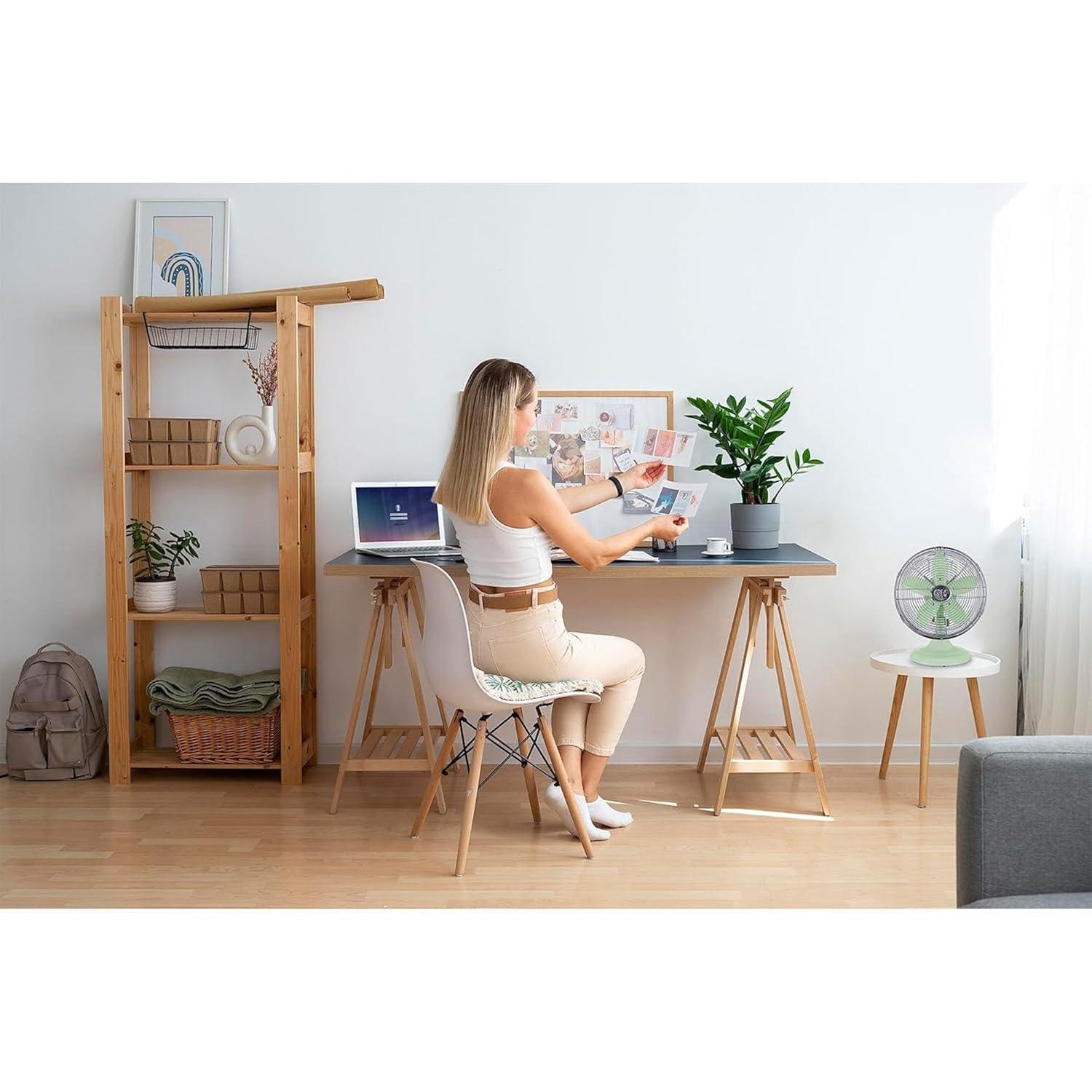 Good Housekeeping Good Housekeeping's All-Metal Retro 3-Speed 12" Oscillating Office Desk Table Fan (Multiple Finishes Available)