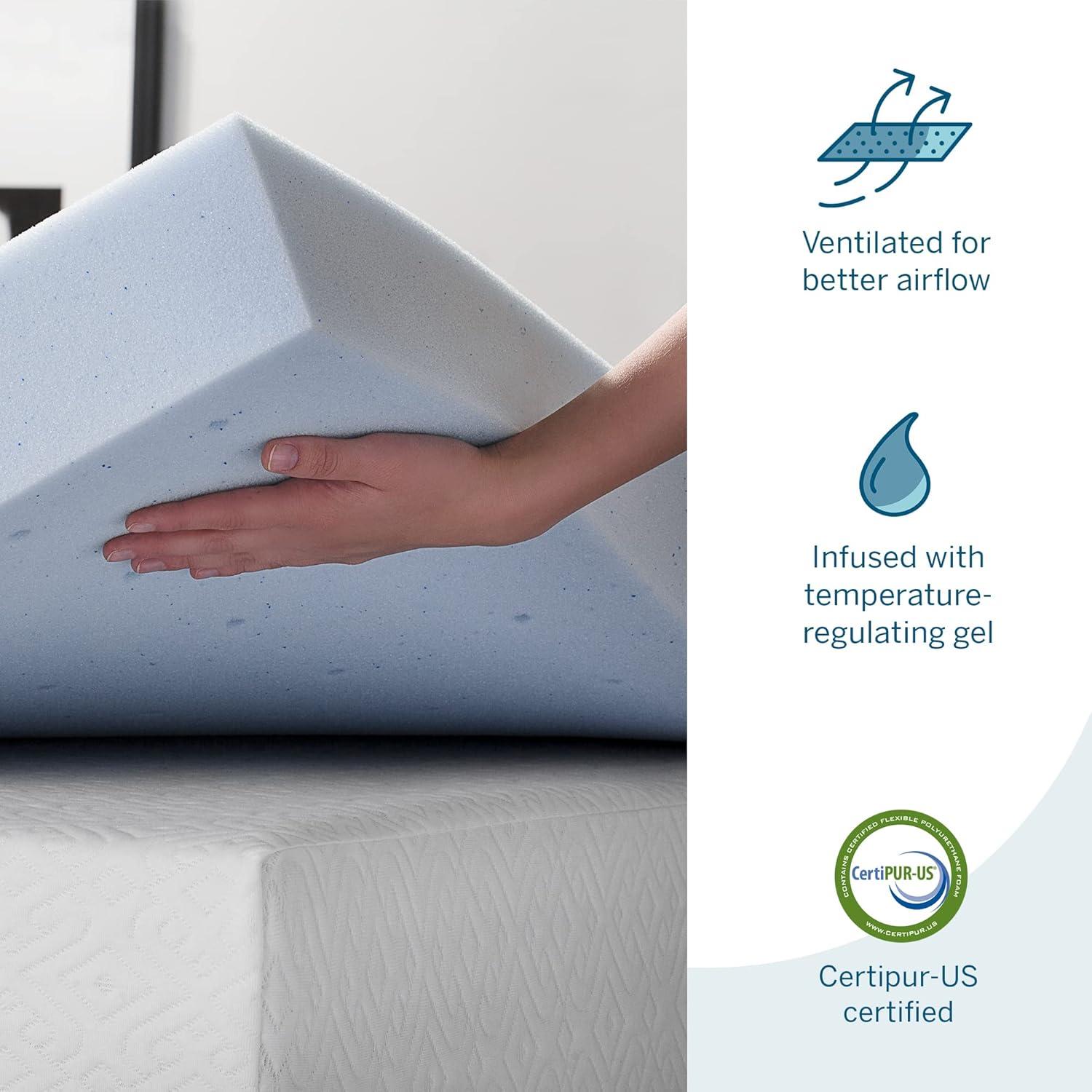 Gel and Aloe Infused 4" Memory Foam Mattress Topper