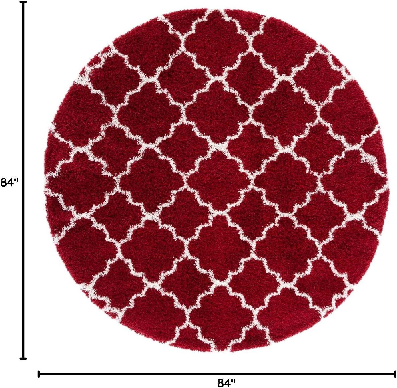 Hudson Shag SGH280 Power Loomed Indoor Area Rug - Red/Ivory - 7' Round - Safavieh