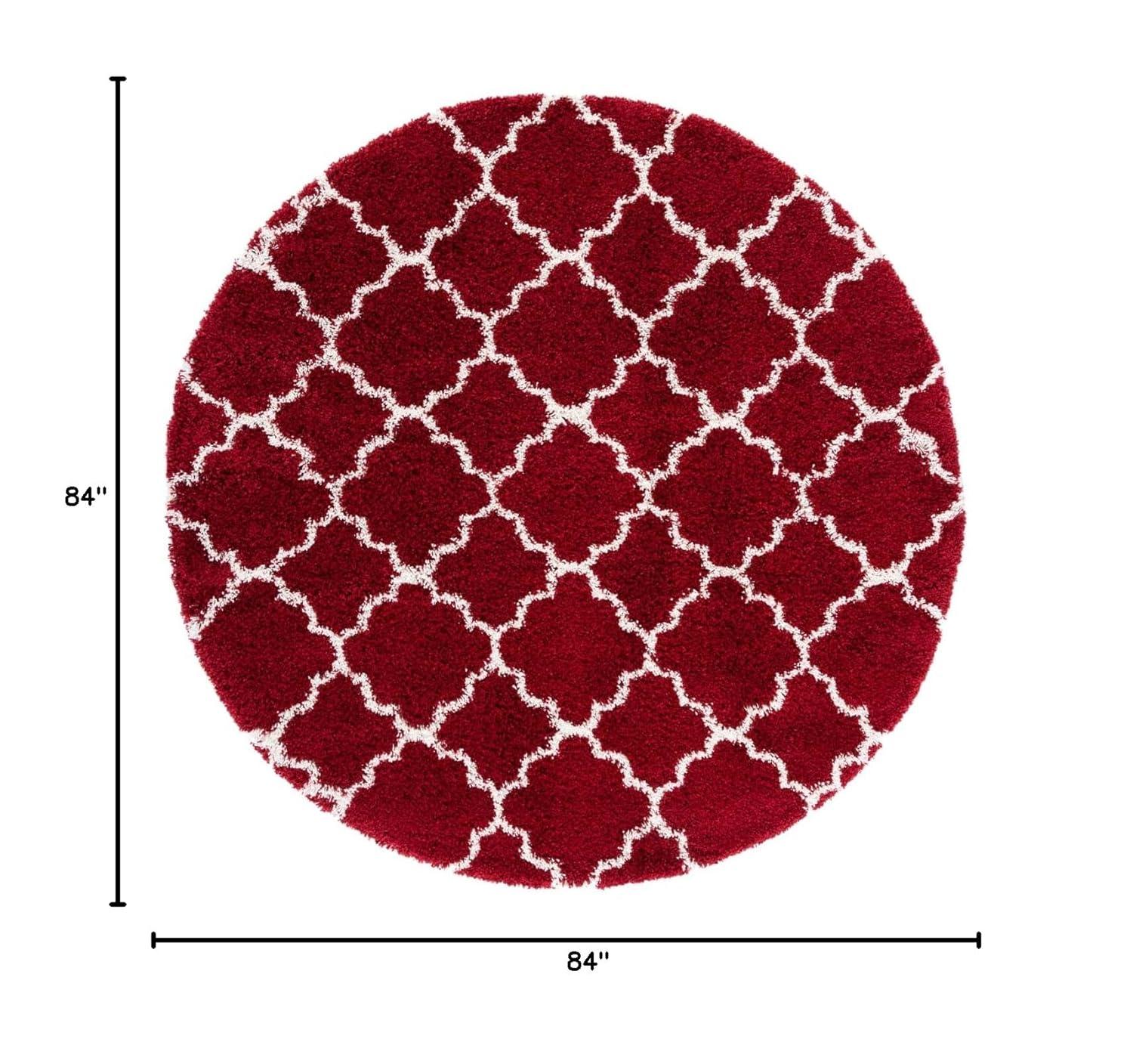 Hudson Shag SGH280 Power Loomed Indoor Area Rug - Red/Ivory - 7' Round - Safavieh