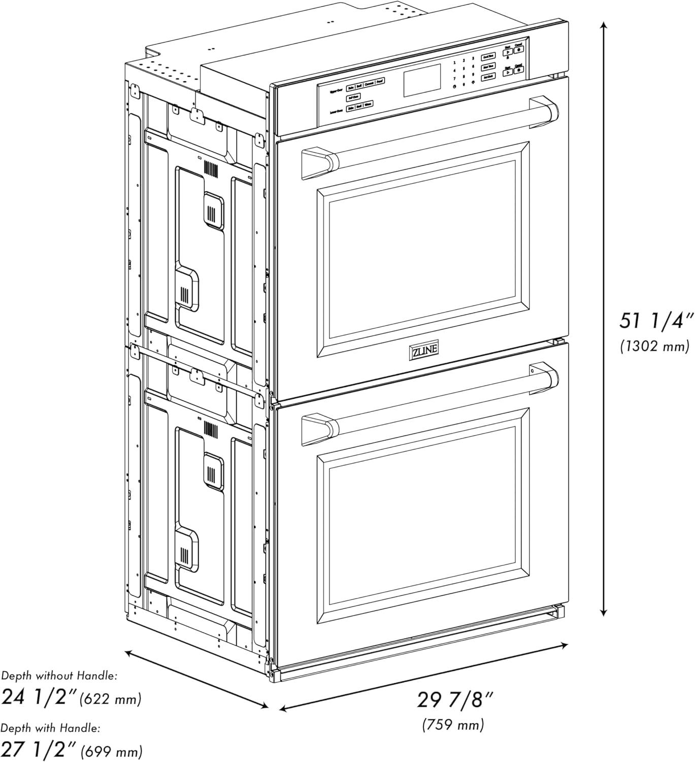 ZLINE 30 in. Autograph Edition Professional True Convection Double Wall Oven with Air Fry and Self Clean in Stainless Steel with White Matte Doors and Champagne Bronze Handles (WADZ-WM-30-CB)